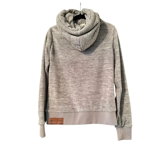 Naketano Cowl Neck Hoodie Velvet Gray Heathered Pullover Drawstring Sweatshirt - Picture 2 of 11
